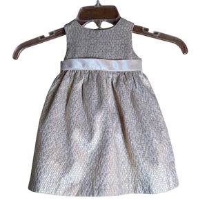 Gymboree Gold Holiday Party Dress 6–12M Metallic Fit and Flare Bow Detail